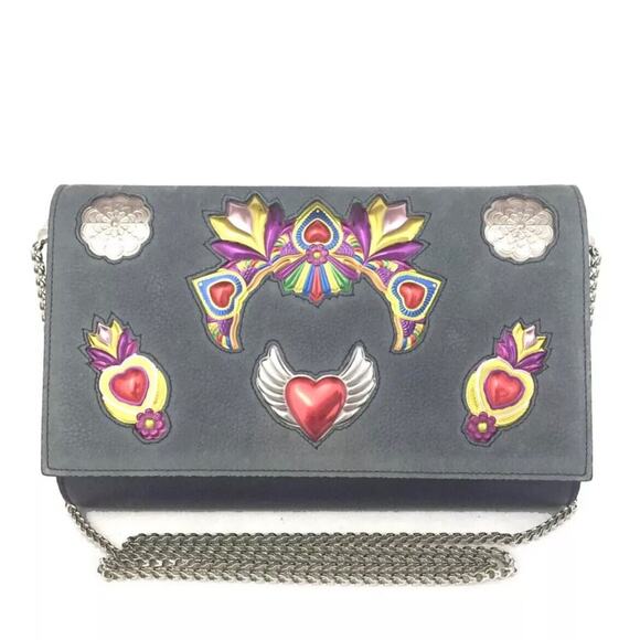 Authentic RARE Christian Louboutin Paloma Heart Calf Crossbody Clutch Mexiloubi - Picture 1 of 9